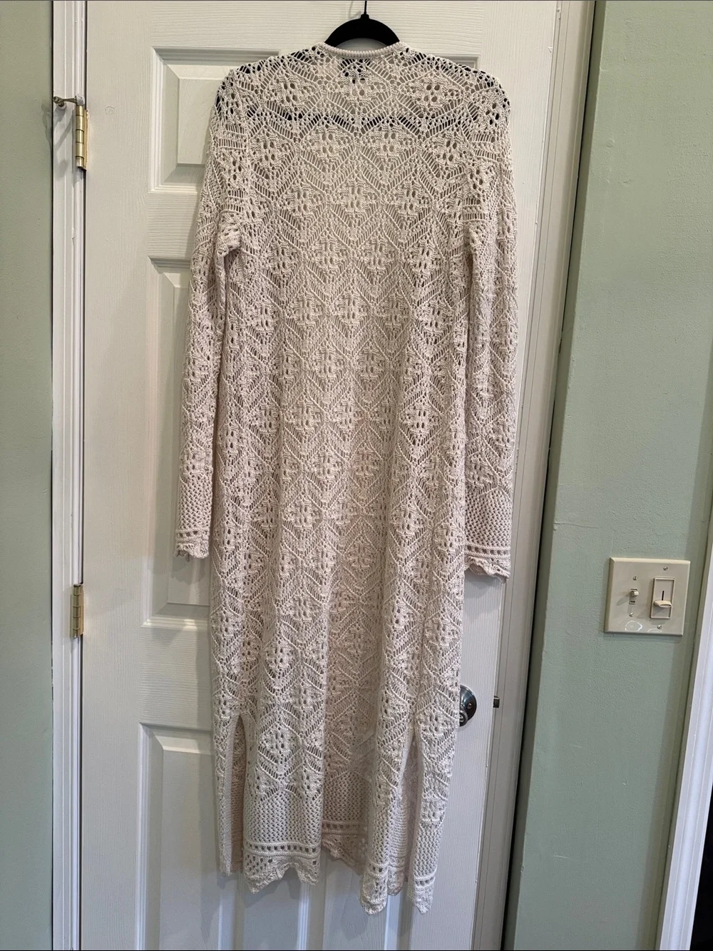Freshman 1996 ivory open knit crochet duster cardigan S